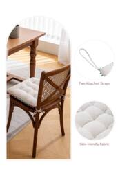 Boho Tassel Decor Square Dining Chair Pad Cushion in White - Size: 40 cm x 40 cm - thumbnail 2