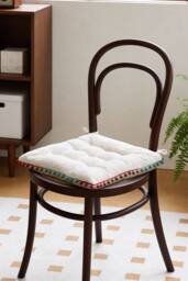 Boho Tassel Decor Square Dining Chair Pad Cushion in White - Size: 40 cm x 40 cm - thumbnail 3