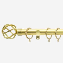 New Edge Blinds Brushed Gold 28mm Cage Fixed Length Metal Curtain Pole - Size: 140 cm - thumbnail 1