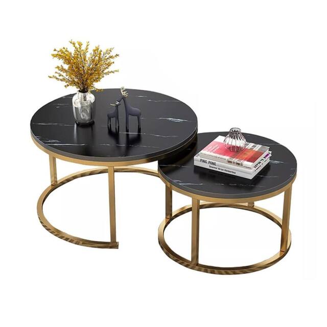 VOGREX Set of 2 Nesting Round Coffee Tables, Stacking Side Tables - image 1
