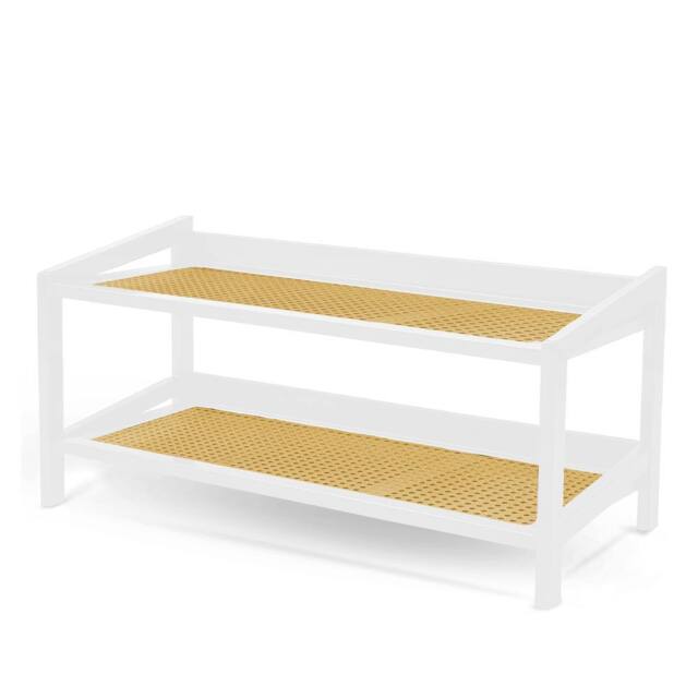 Keplin 2 Tier Bamboo & Rattan Shoe Organiser Rack - Durable, Easy Assembly in White - image 1