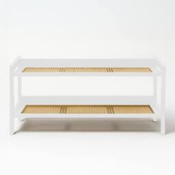 Keplin 2 Tier Bamboo & Rattan Shoe Organiser Rack - Durable, Easy Assembly in White - thumbnail 2