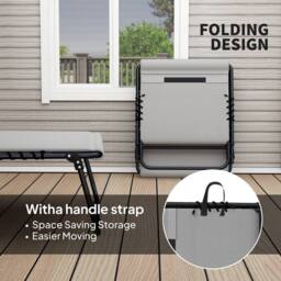 OUTSUNNY Folding Sun Loungers Set of 2, Reclining Sun Bed, Light Grey - thumbnail 5