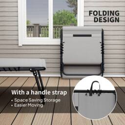 OUTSUNNY Folding Sun Loungers Set of 2, Reclining Sun Bed, Light Grey - thumbnail 6