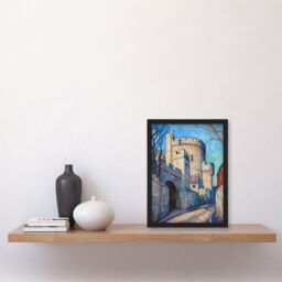 "Artery8 Windsor Castle UK Royal King Charles Oil Painting Framed Art Print in Blue - Size: W12"" x H16""" - thumbnail 4