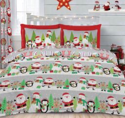 Velosso Xmas Ho Ho Cotton Rich Printed Duvet Cover & Pillowcase Se in Red - Size: King - thumbnail 1