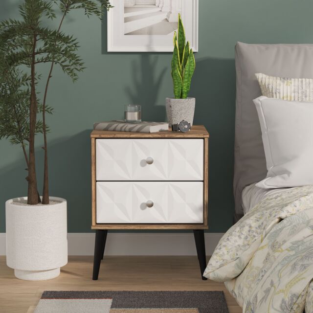 Ready Assembled 2 U Toledo 2 Drawer Bedside Cabinet (Ready Assembled) in Dark Brown - image 1