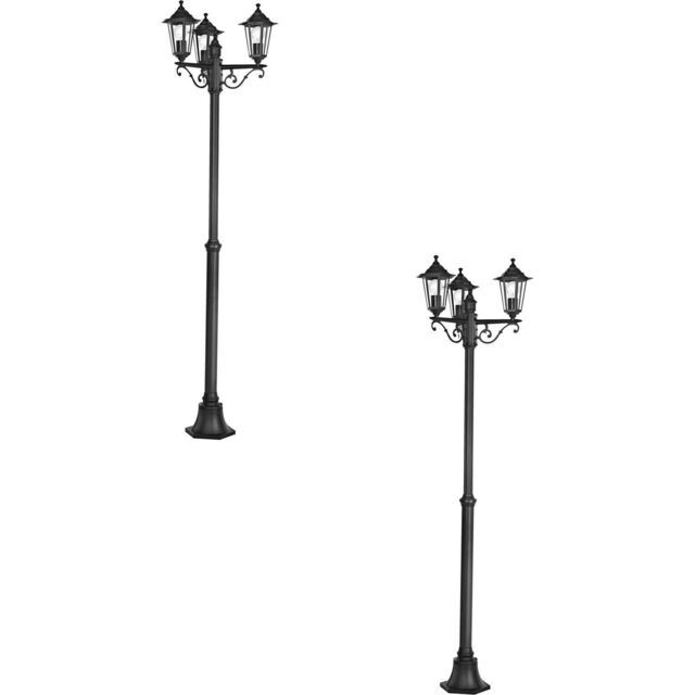 Loops 2 PACK IP44 Outdoor Bollard Light Black Cast Aluminium 3 Arm 60W E27 Post - image 1