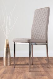 FurnitureboxUK Leonardo Glass & Chrome Metal Dining Table & 6 Milan Chairs Dining Set in Beige - thumbnail 6