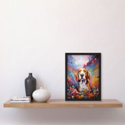 "Artery8 Wall Art Print Beagle Dog Lover Gift Pet Portrait Colourful Sky Artwork Painting Art Framed - Size: W12"" x H16""" - thumbnail 4