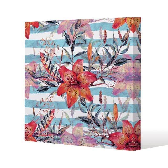 Benjamin Tate Design Bouquet of watercolor tiger lilies (Canvas Print) / 101 x 101 x 4cm in Natural - Size: 101 x 101 x 4 cm - image 1
