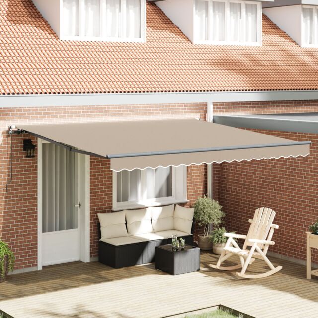 Berkfield Home Manual Retractable Awning Beige 400x300 cm - image 1