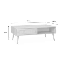 sweeek Wood & rounded cane rattan coffee table in Beige - thumbnail 5