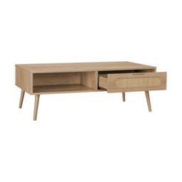 sweeek Wood & rounded cane rattan coffee table in Beige - thumbnail 7