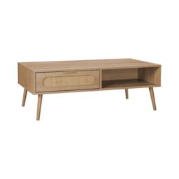sweeek Wood & rounded cane rattan coffee table in Beige - thumbnail 2