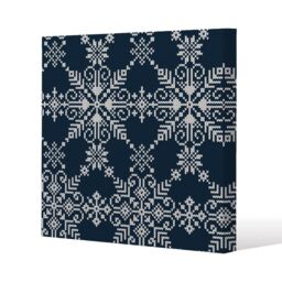 Benjamin Tate Design Knitted pattern of white snowflakes (canvas) / 120x 120 x 4cm in Natural - Size: 120x 120 x 4 cm - thumbnail 1