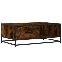Berkfield Home Durable Coffee Table Smoked Oak 90x57x35 cm Engineered Wood & Metal in Brown - Size: 90 x 57 x 35 cm - thumbnail 3