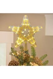 Living and Home Festive Warm White LED Tree Topper Star Christmas Decoration, Battery-Operated in Clear - thumbnail 1