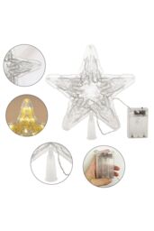 Living and Home Festive Warm White LED Tree Topper Star Christmas Decoration, Battery-Operated in Clear - thumbnail 4