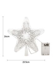 Living and Home Festive Warm White LED Tree Topper Star Christmas Decoration, Battery-Operated in Clear - thumbnail 5
