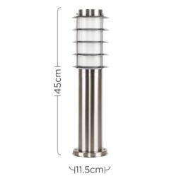 ValueLights Wharf Pack of 4 Stainless Steel Outdoor 450mm Ground Post Bollard Lights in Silver - thumbnail 6