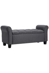 Living and Home Linen Splayed Armrest Storage Ottoman Bench Chaise in Grey - thumbnail 4