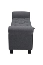 Living and Home Linen Splayed Armrest Storage Ottoman Bench Chaise in Grey - thumbnail 5