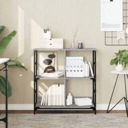 Berkfield Home Decorative Bookshelf Grey Sonoma 78.5x33x82 cm Engineered Wood - thumbnail 2