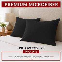 Pamposh Double Brushed Microfibre Pillowcases 2 Pack in Black - Size: Standard Pillow Case - thumbnail 1