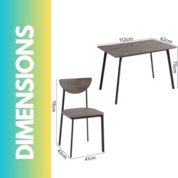 FURNOS Industrial Dining Table With 4 Chairs Set Wood Effect Furniture in Brown - thumbnail 6