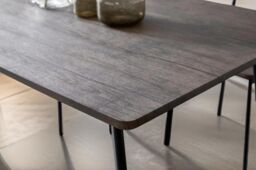 FURNOS Industrial Dining Table With 4 Chairs Set Wood Effect Furniture in Brown - thumbnail 3