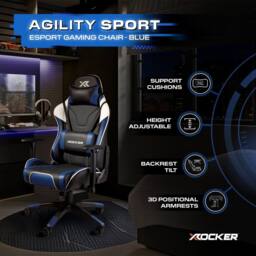X Rocker Agility eSport Ergonomic Gaming Chair, Reclining, Adjustable in Blue - thumbnail 2