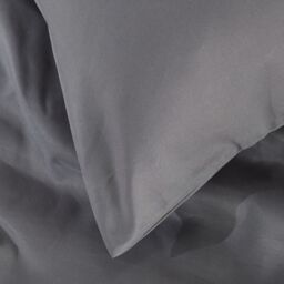 OHS Plain Dyed Duvet Cover Cover with Pillowcase Set in Light Grey - Size: King - thumbnail 3