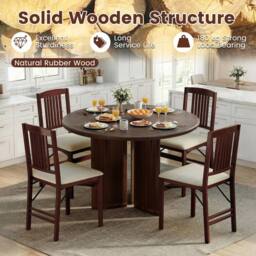 Costway Folding Dining Chairs Set of 2 Foldable Upholstered Kitchen Chairs in Off-White - thumbnail 9