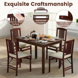 Costway Folding Dining Chairs Set of 2 Foldable Upholstered Kitchen Chairs in Off-White - thumbnail 7