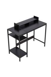 H&O Direct Office Desk with Ergonomic Monitor Stand & Open Shelves in Black - thumbnail 3