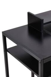 H&O Direct Office Desk with Ergonomic Monitor Stand & Open Shelves in Black - thumbnail 5