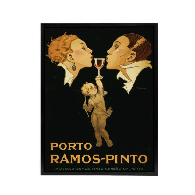 "Artery8 Vincent Deco Ad Ramos Pinto Port Framed Canvas Wall Art Print in Black - Size: W12"" x H16""" - image 1