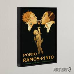 "Artery8 Vincent Deco Ad Ramos Pinto Port Framed Canvas Wall Art Print in Black - Size: W12"" x H16""" - thumbnail 2