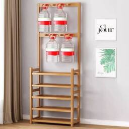 KORVIXA 175cm Hall Tree Hat Coat Stand Hallway Clothes Shoe Rack in Natural - Size: 100 cm x 100 cm - thumbnail 3