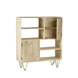Indian Hub Light Gold Display Cabinet - Solid Mango Wood - L40 x W120 x H135 cm in Brown - thumbnail 2
