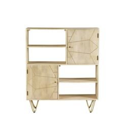 Indian Hub Light Gold Display Cabinet - Solid Mango Wood - L40 x W120 x H135 cm in Brown - thumbnail 1