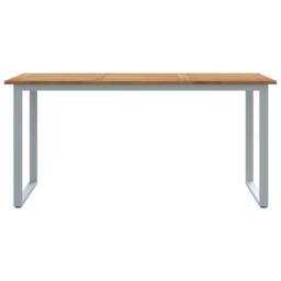 Berkfield Home Outdoor Dining Table Grey 160x80x75 cm Steel&Solid Wood Acacia - Size: 160 x 80 x 75 cm - thumbnail 5