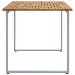 Berkfield Home Outdoor Dining Table Grey 160x80x75 cm Steel&Solid Wood Acacia - Size: 160 x 80 x 75 cm - thumbnail 6
