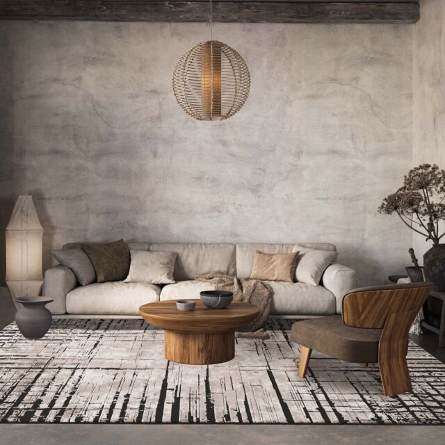 Desire Rugs Belgravia Living Room Area Rug Metallic Sheen Modern Nexus Design in Beige - Size: 200 cm x 290 cm - image 1