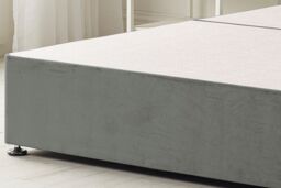 Somnior Bliss Divan Bed Base with Headboard Plush Velvet in Light Grey - Size: Small Double - thumbnail 3