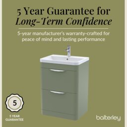 Balterley Contemporary Floor 2 Drawer Bathroom Vanity Unit, Satin Green, 610mm in Green - thumbnail 4