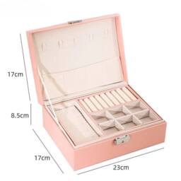 VOGREX Pink Leather Jewellery Organiser Tray Ring Earring Storage Case UK - thumbnail 3