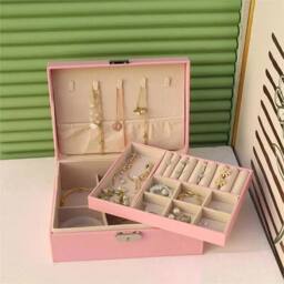 VOGREX Pink Leather Jewellery Organiser Tray Ring Earring Storage Case UK - thumbnail 4
