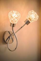 ValueLights Astley Pair of Chrome 2 Way Crystal Shade Wall Lights & Bulbs in Metallic Silver - thumbnail 2